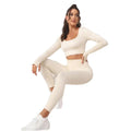 Women's Custom Logo Fitness Yoga Set XL Long Sleeves Windproof Leggings 2-Piece Wear Breathable Sustainable Quick