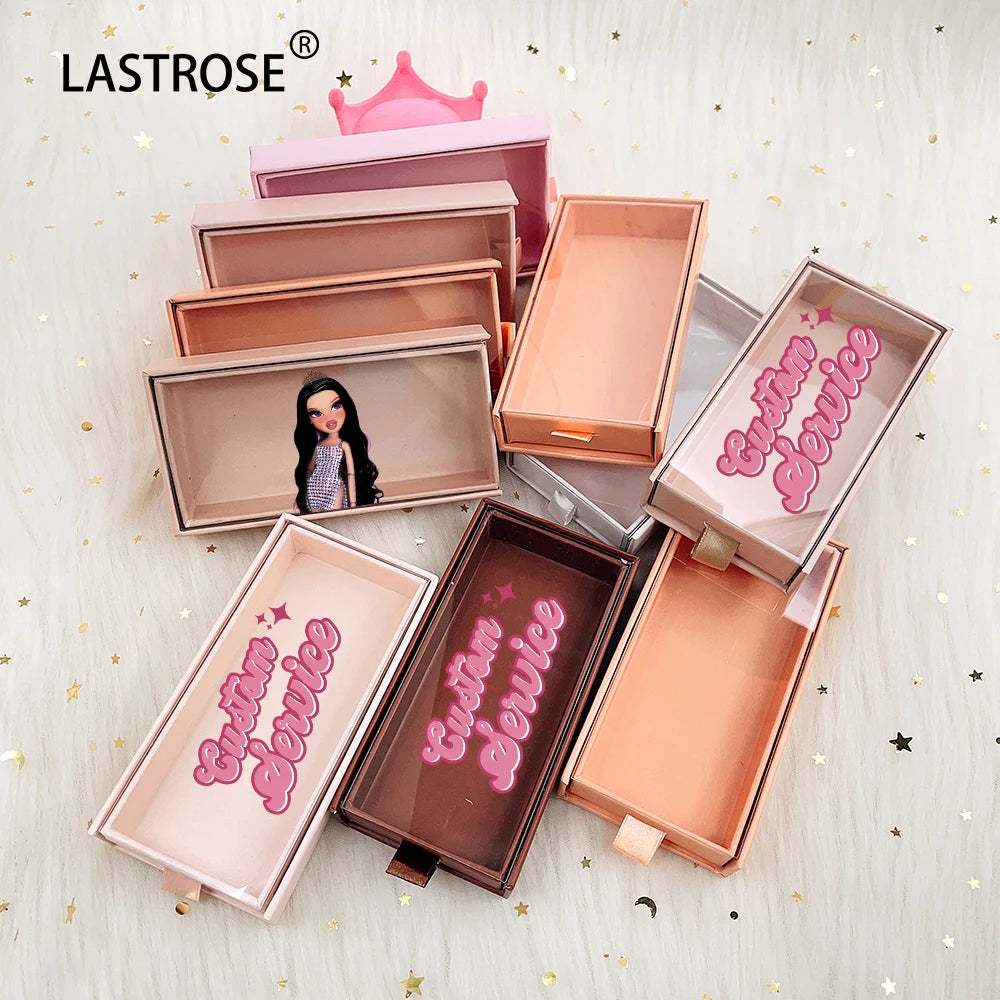 Wholesale Strip Empty Eyelash Packaging Box Private Label Lashes case Luxury Diamond Rhinestone Print logo Eyelash Boxes