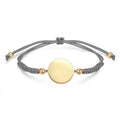 Factory Stainless Steel Silver Rose Gold 18k Gold Round Disc Charm Knots Macrame Rope Cord Bracelets Personalized logo Bracelet