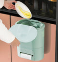 Multifunctional Kitchen Trash Can Toilet Slide Lid Trash Can Household Perforation-free Wall Hanging Trash Can with Tissue Box