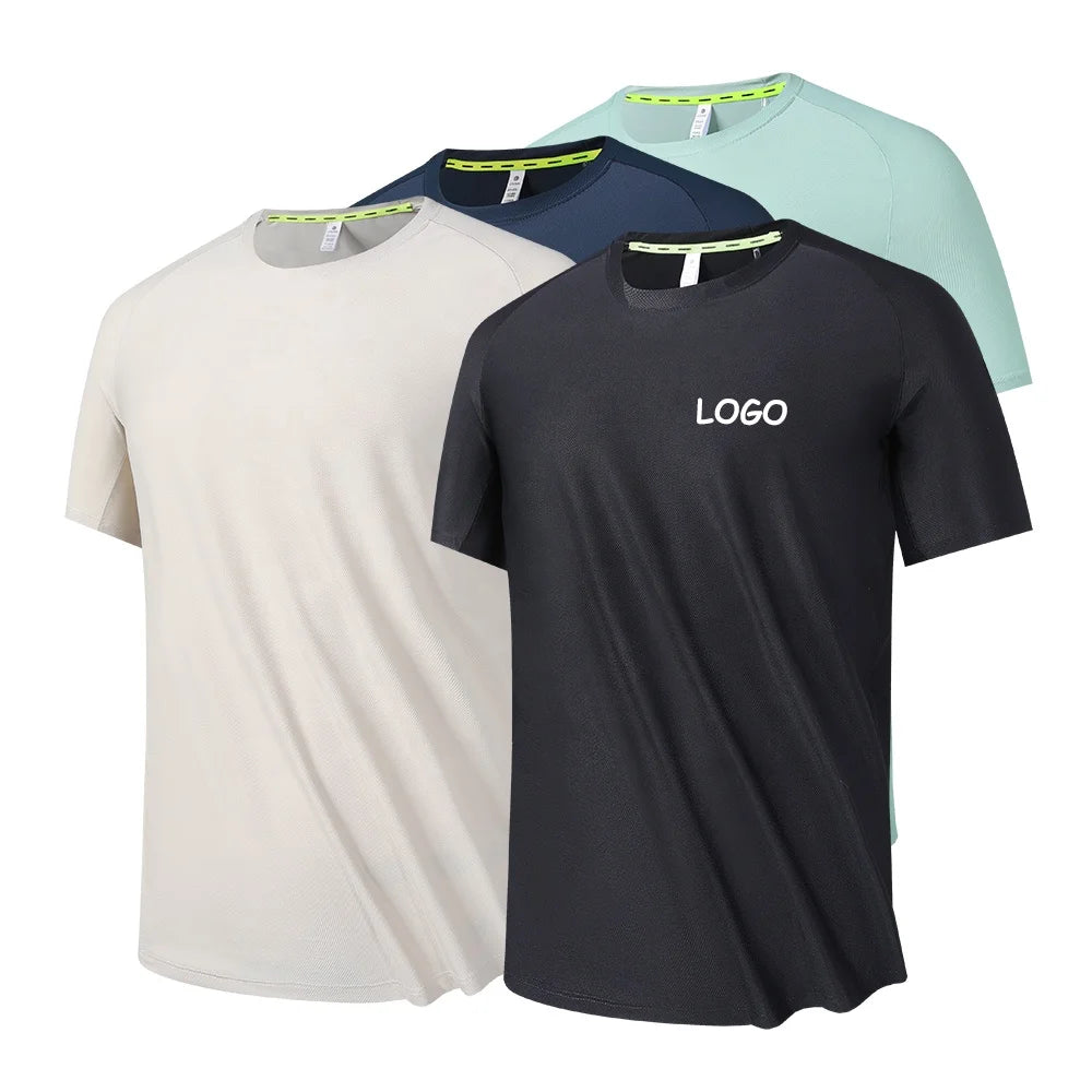 Wholesale Custom Logo Fitness Soft Breathable Quick Dry Short Sleeve Workout Gym Wear Nylon Blank Performance Crew T Shirt Men