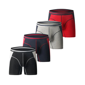 Men's Quick Dry Sports Boxer Briefs Breathable Modal Fabric with Color Blocked Design