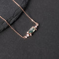 OL1025 Abiding Fine Jewelry 5x10mm Marquise Cut Gemstone Pendant Rose Gold Plated Pure Silver Moss Agate Necklace