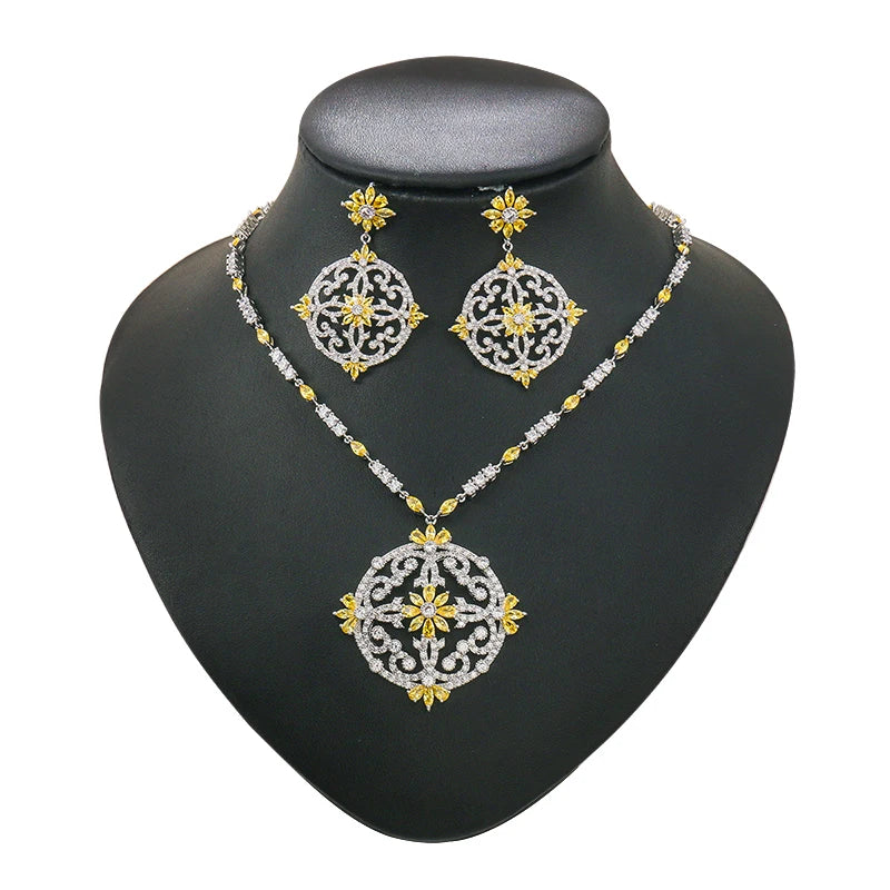 Weiman Luxury CZ Crystal Art Deco Necklace and Earring Set for Wedding Parties Proms Perfect Bridal Jewelry or Gift for Women