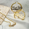 Qiuhan Stainless Steel Necklace and Earrings Set 18K IP Gold Plated Women Custom Name Jewelry Set