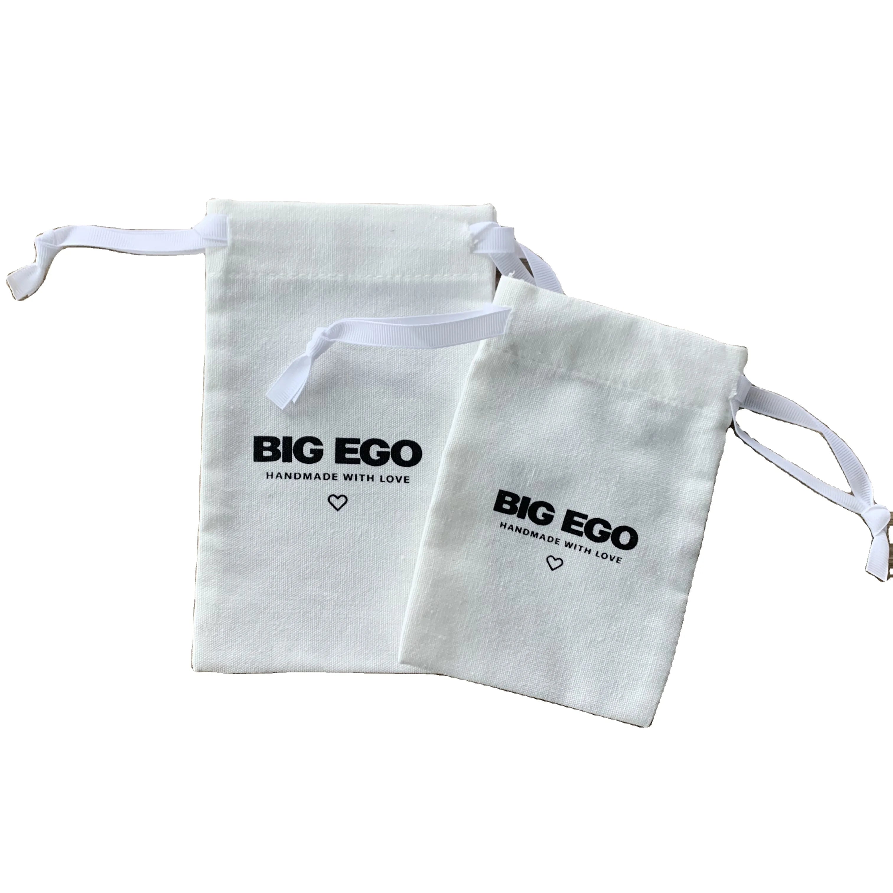 Custom Logo Printed Gift Canvas Cotton Double String Handbag Shoe Dust Drawstring Bag