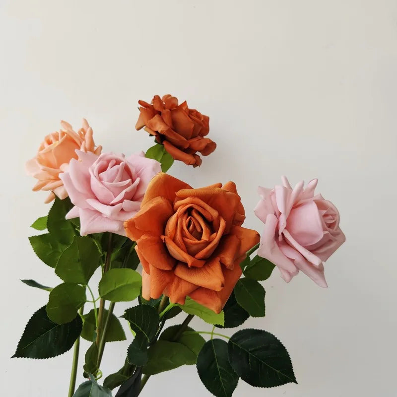 Decorative Real Touch Rose Artificial Flowers Single Bulk Silk White Roses Latex Real Touch Flower Artificial for Wedding Decor