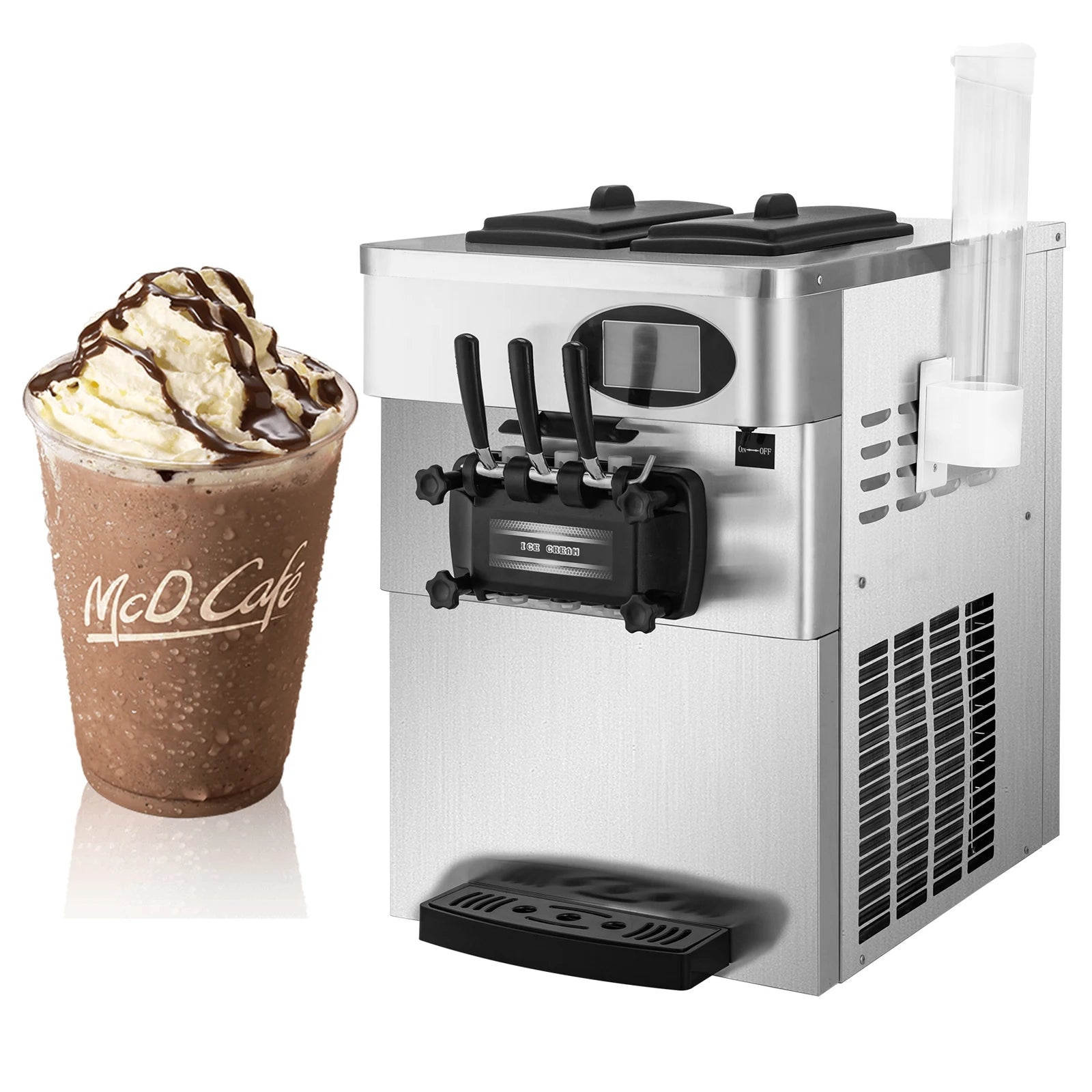 EU Warehouse Hot Sale Commercial YKF-826T Soft Ice Cream Machine With 2+1 Flavors Countertop Ice Cream Maker with Cone Holder