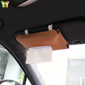 PU Leather Car Sun Visor Tissue Box Holder Elastic Band Car Tissue Cover Case Hanging Napkin Holder Storage Bag