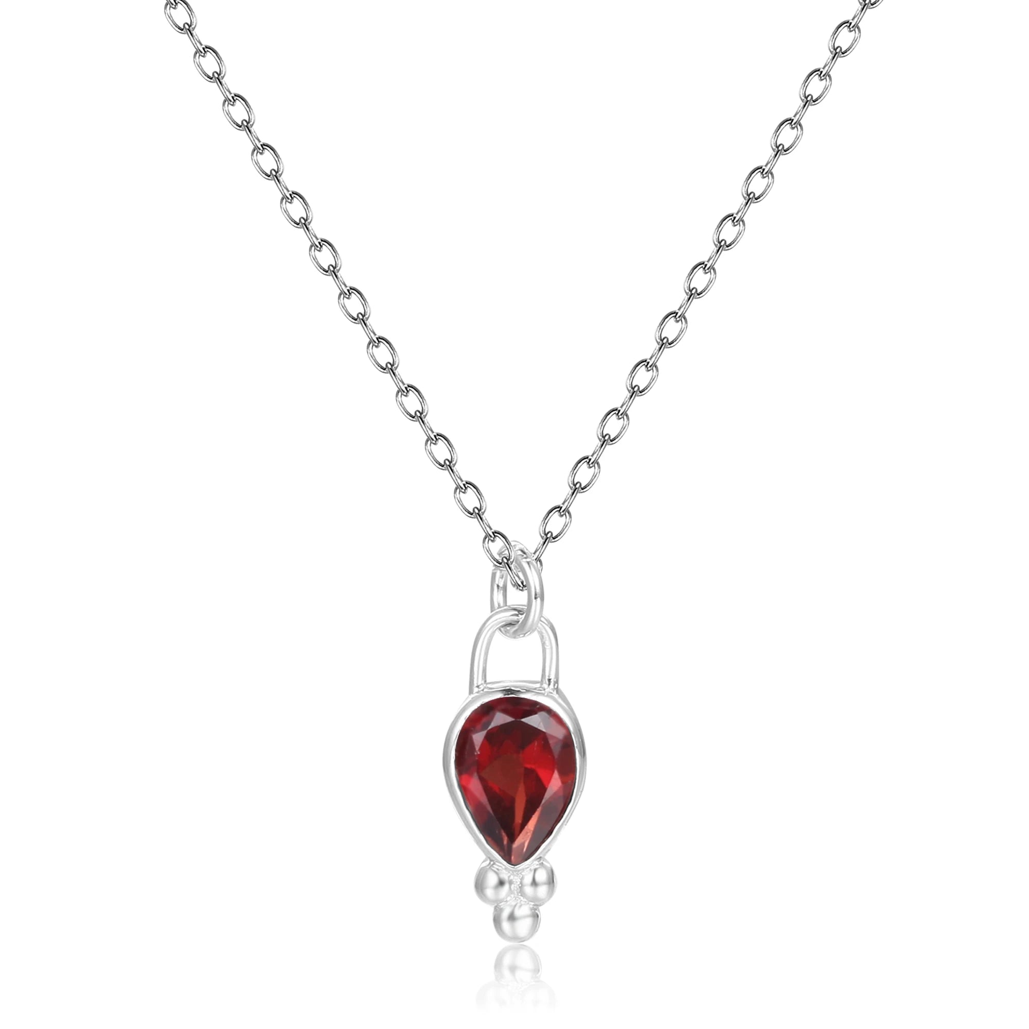 OL0875 Abiding Fine Jewelry Custom Classic Designs 925 Sterling Silver Natural Red Garnet Gemstone Women Necklace