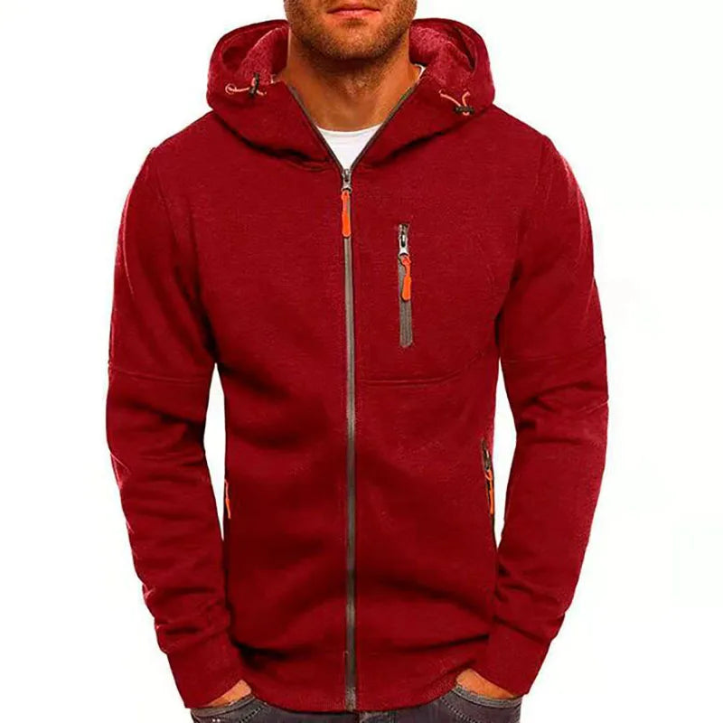 RNSHANGER Autumn Men's Hoodies Casual Solid Color Zip up Long Sleeve Hooded Sweatshirts Fashion Cardigan Sports Fitness Hoodies
