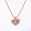 Heart Opening Closing Album Photo Frame Necklace Pink Cute Heart Zircon Necklace Gifts for Girls