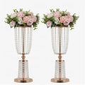 Elegant Wedding Decoration Flower Stand Centerpieces Tall Table With Crystal Bead Curtain