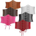 Women's Underbust Adjustable Body Shaper Elastic Wide PU Leather Lace Corset Belt Slimming Waist Cincher Nonwoven Breathable
