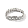 Hip Hop Iced Out Baguette Diamond Bracelets Luxury Shining Full Diamond Alloy Bangles 18K Gold Plated Women Men