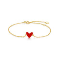 Women's 925 Sterling Silver Gold Plated Trendy Little Red Love Heart Wedding Party Gift Bracelets