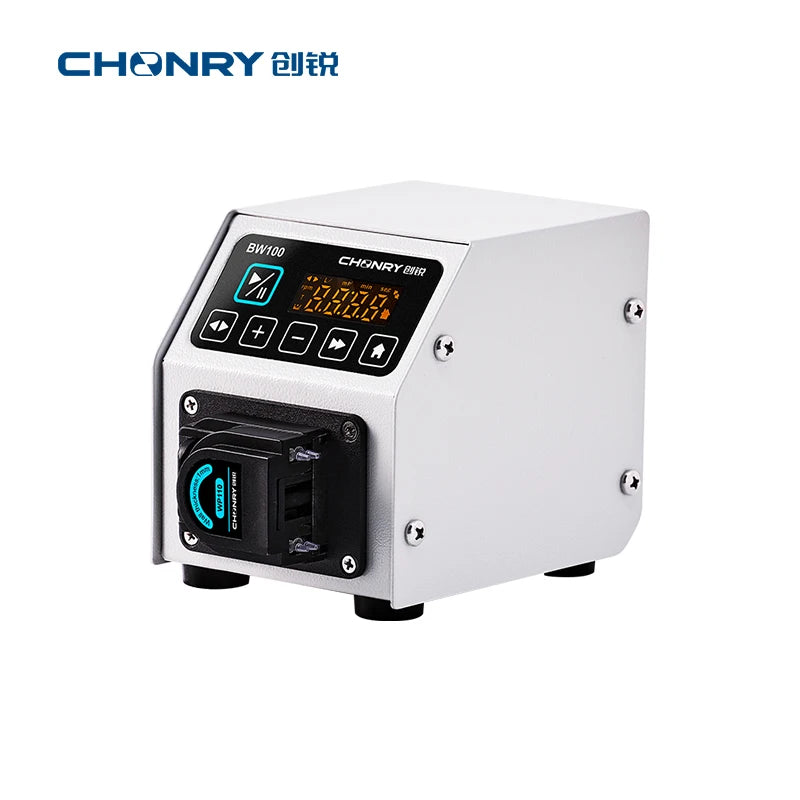 CHONRY BW100 Portable Digital Peristaltic Pump for Liquid Transfer Low Pulsation Small Lab Watering Type Motor Power Supply MegaBDM