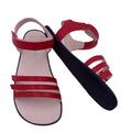 TipsieToes Women's Barefoot Cross Style Black Genuine Leather Flat Slides Sandals Breathable Shoes for Spring Season