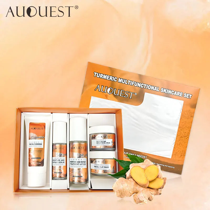 Organic Whitening Dark Spot Remover Turmeric Face Cream Toner Clay Mask Facial Serum Moisturizer Anti Aging Skincare Acne Set