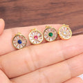 CZ8646 Mini Minimal Gold Plated CZ Bagutte Daisy Floral Flower Charms for Necklace Jewelry Accessories Making