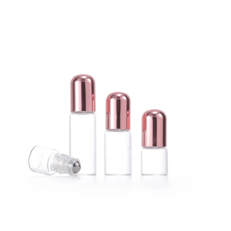 Perfume Glass Roller Bottle 1ml 2ml 3ml 5ml clear Empty Glass Attar Bottle With Stainless Steel Roller Ball
