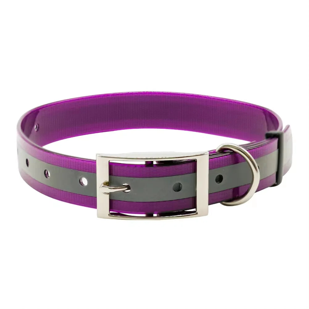 Wholesale Luxury Eco-Friendly Outdoor Dog Safety Collar Adjustable Waterproof Reflective TPU Nylon Crystal Striped Hunting