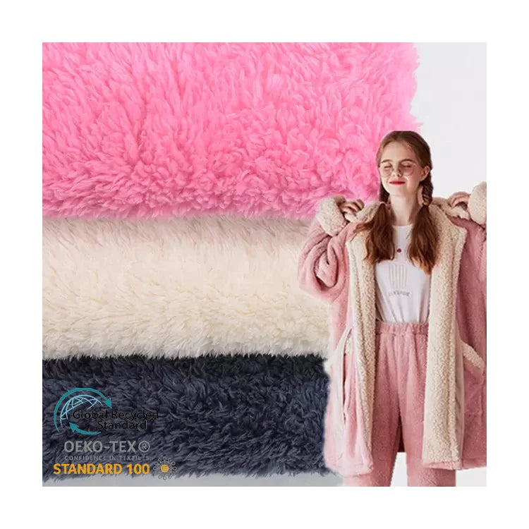 Europe Winter Warm Keeping Brushed Two Side Thick Sherpa Fleece Fabric for Soft Coat Blanket