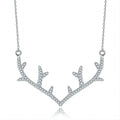 S925 Sterling Silver High Quality One Deer Antler Necklace Female Clavicle Chain Jewelry Christmas Gift