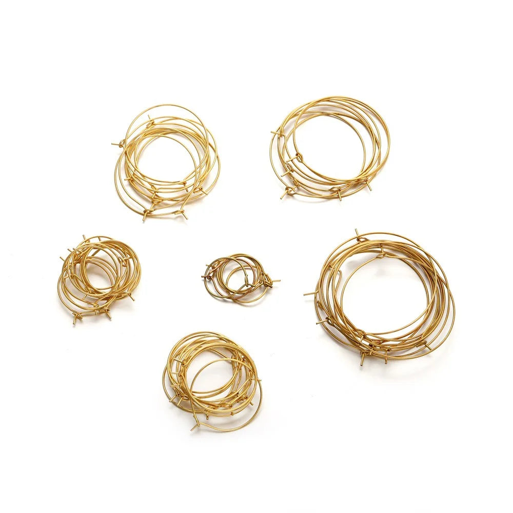 DIY Jewelry Making Gold Plated Ear Wires Connector Size 15mm 20mm 25mm 30mm 35mm 40mm Stainless Steel Stud Findings for Earrings