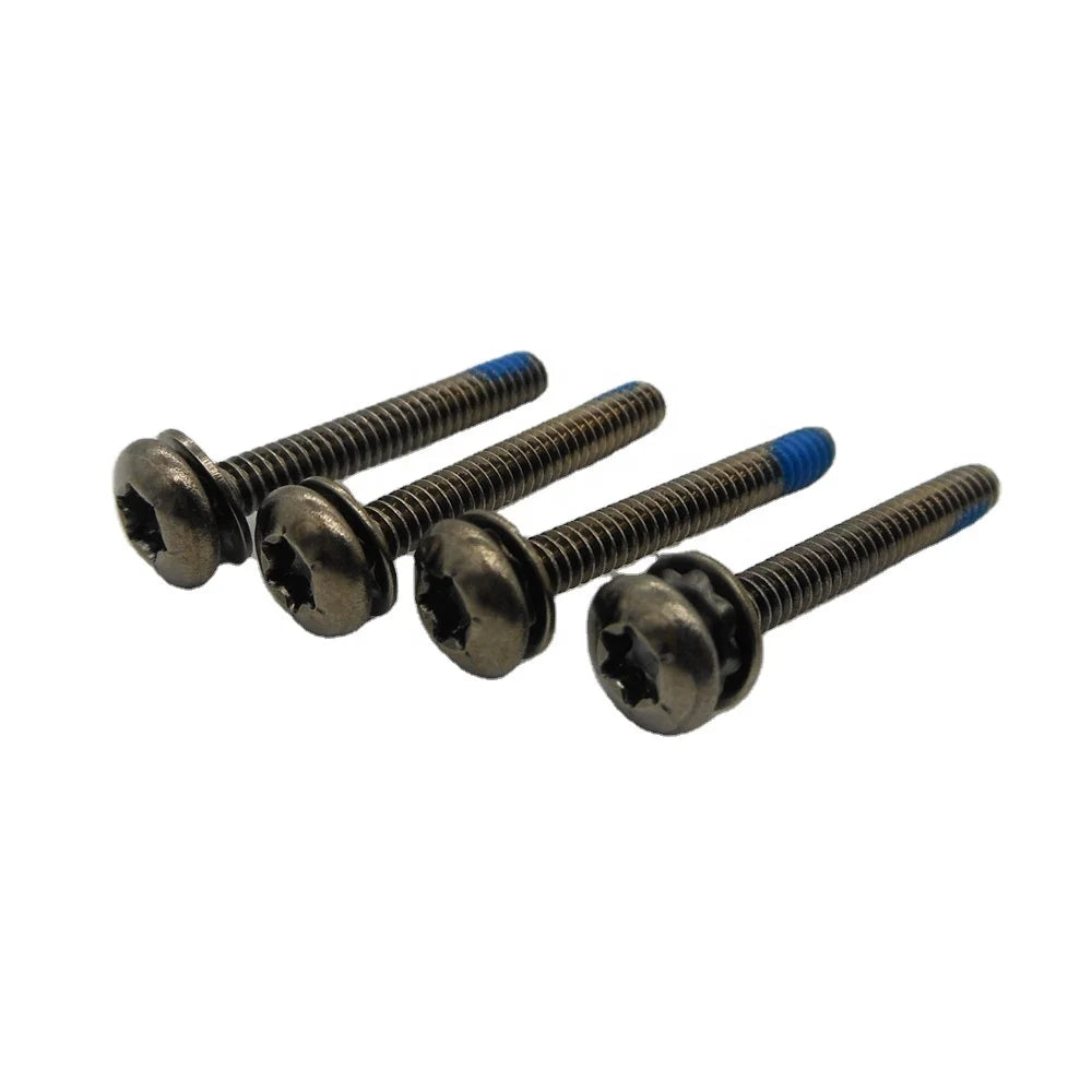 Custom Carbon Steel 8-32UNC Torx Pan Head Combination Machine Screw Black Nickel Plating Metric System