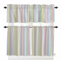 Wholesale White Colorful Stripes 3pcs Darkening Kitchen Tier Short Curtains for Bedroom Living Room