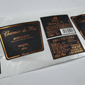 3D Embossed UV Customized Stickers Custom Size Gold Foil Textured Paper Stickers Black Sticker Custom Printing