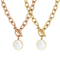 Wholesale Stainless Steel OT Clasp Necklace Gold Plated Shell Round Pendant Necklace