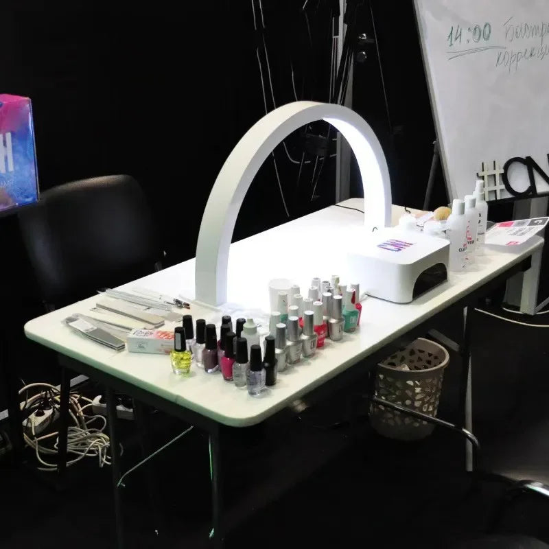 180 Degree Moon Light Shape Lamp for Manicure Table 30w Stepless Dimming Led Nail Lamp with Diamond Decoration