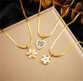 New Simple 18k Pvd Gold Plated Stainless Steel Snake Chain Necklace Tarnish Free Flower Pendant Necklace for Women
