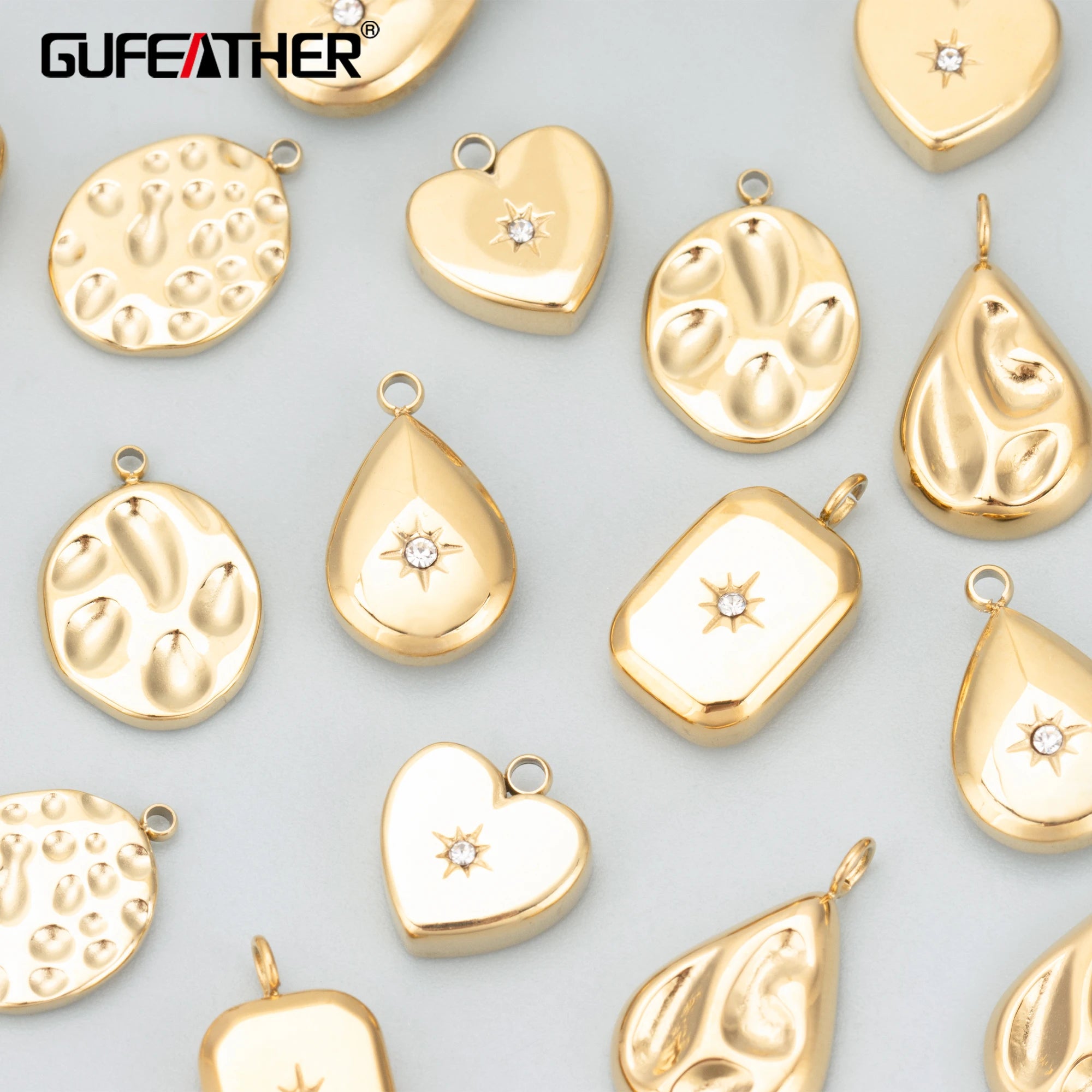 MD87 4pcs/lot 316L Stainless Steel Nickel Free Charms DIY Pendants Necklace Making Findings Bag for Necklace Earring Making