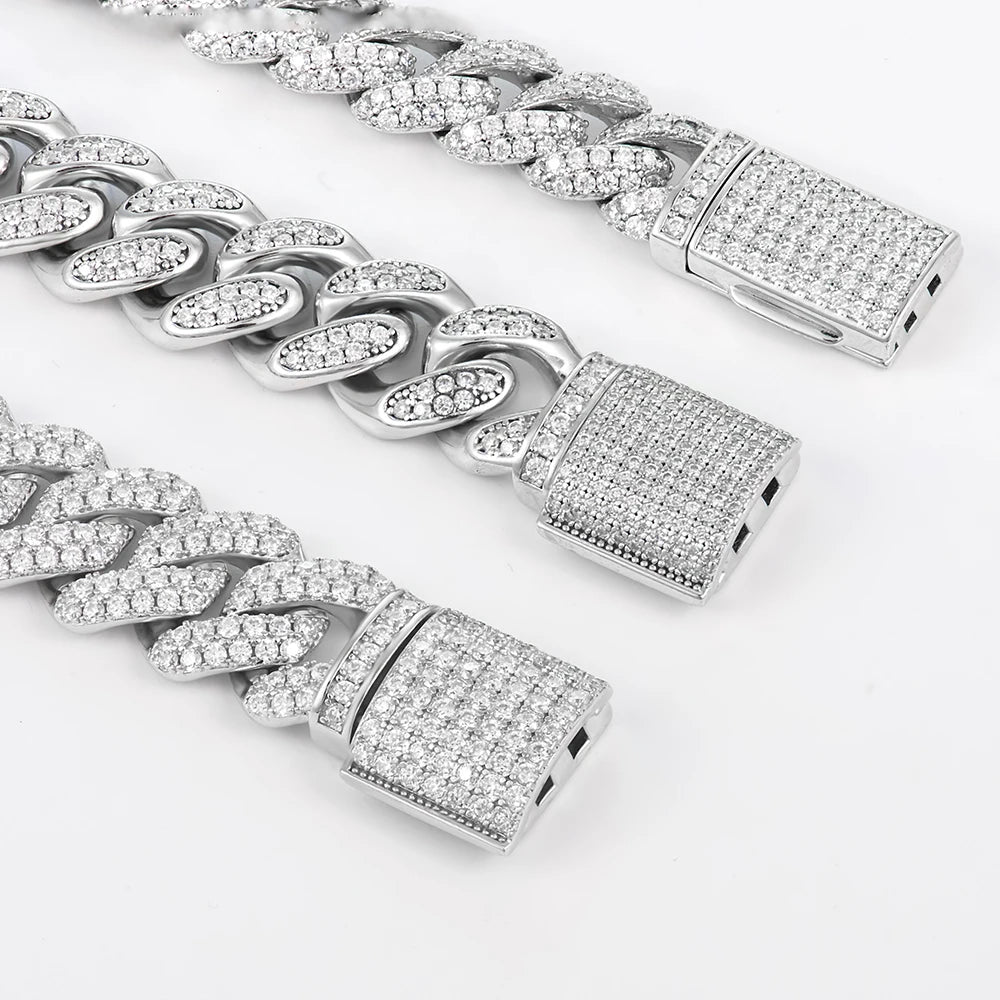 Fine Jewelry Cuban Link Bracelet with DEF Moissanite Gemstone S925  Hip Hop Style