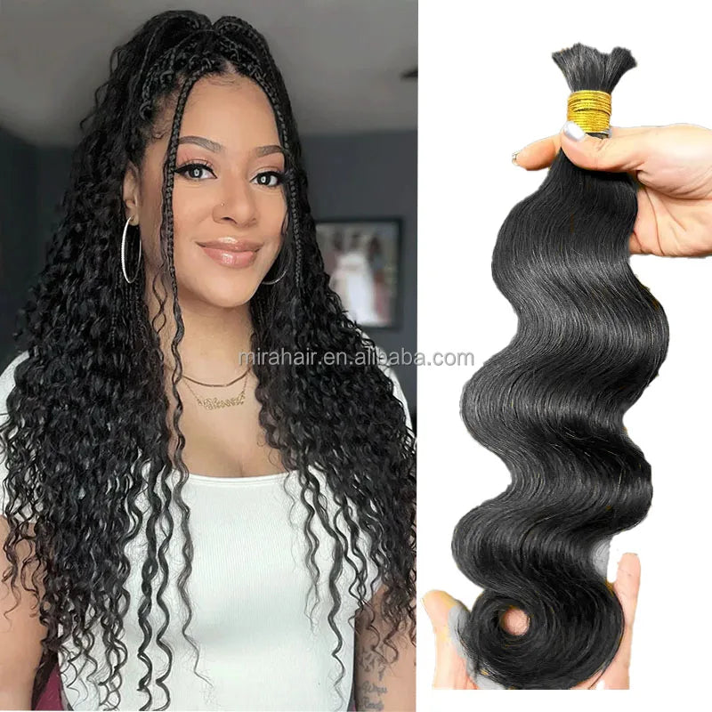 Virgin 50g Boho Braids Human Hair Braiding Extensions Deep Wave Bulk Human Hair Bundles for Braiding Wet and Wavy Unprocessed MegaBDM