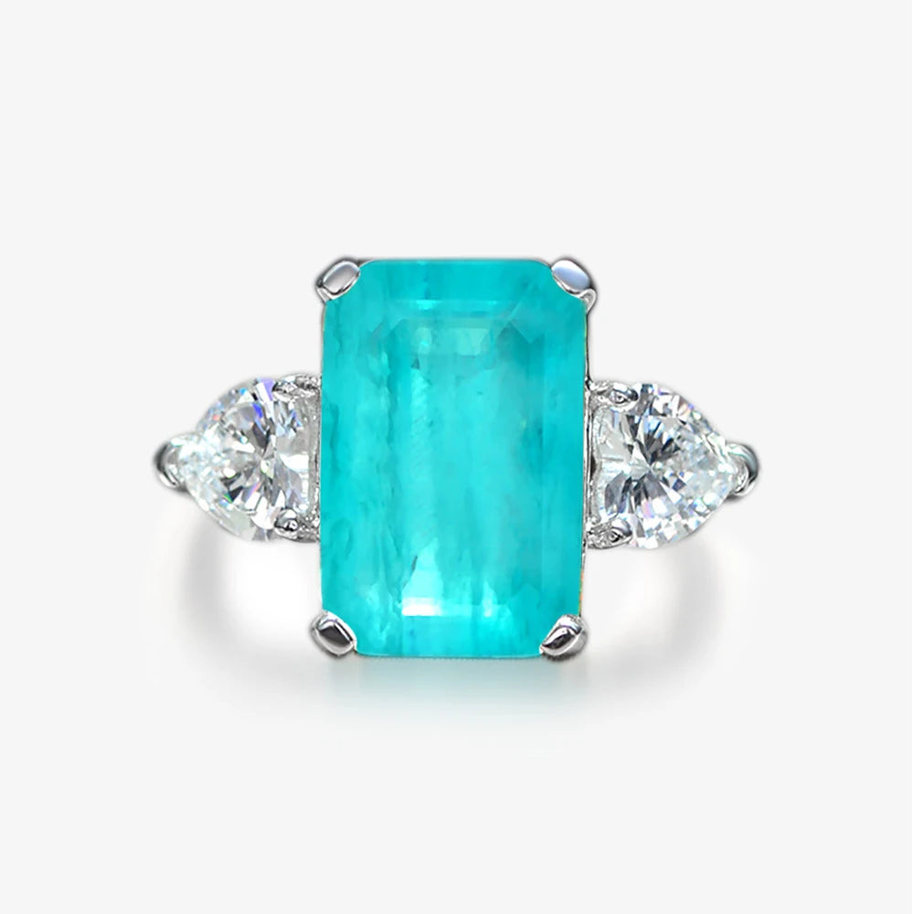 Synthetic Paraiba Tourmaline 925 Sterling Silver Engagement Ring