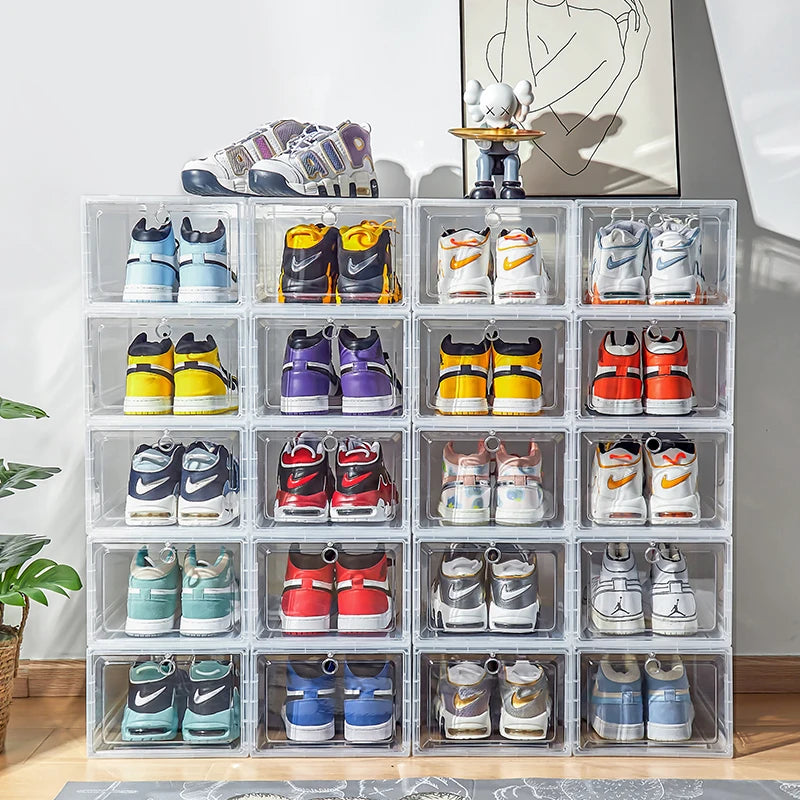 Shoe Box Container Display Shoes Plastic Clear Shoe Boxes Stackable clear Storage Container Box Stackable Storage Rack