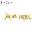 CZCITY Fashion Design Studs Earring Cute Small Women Gold Plated CZ Earrings Jewelry Wholesale