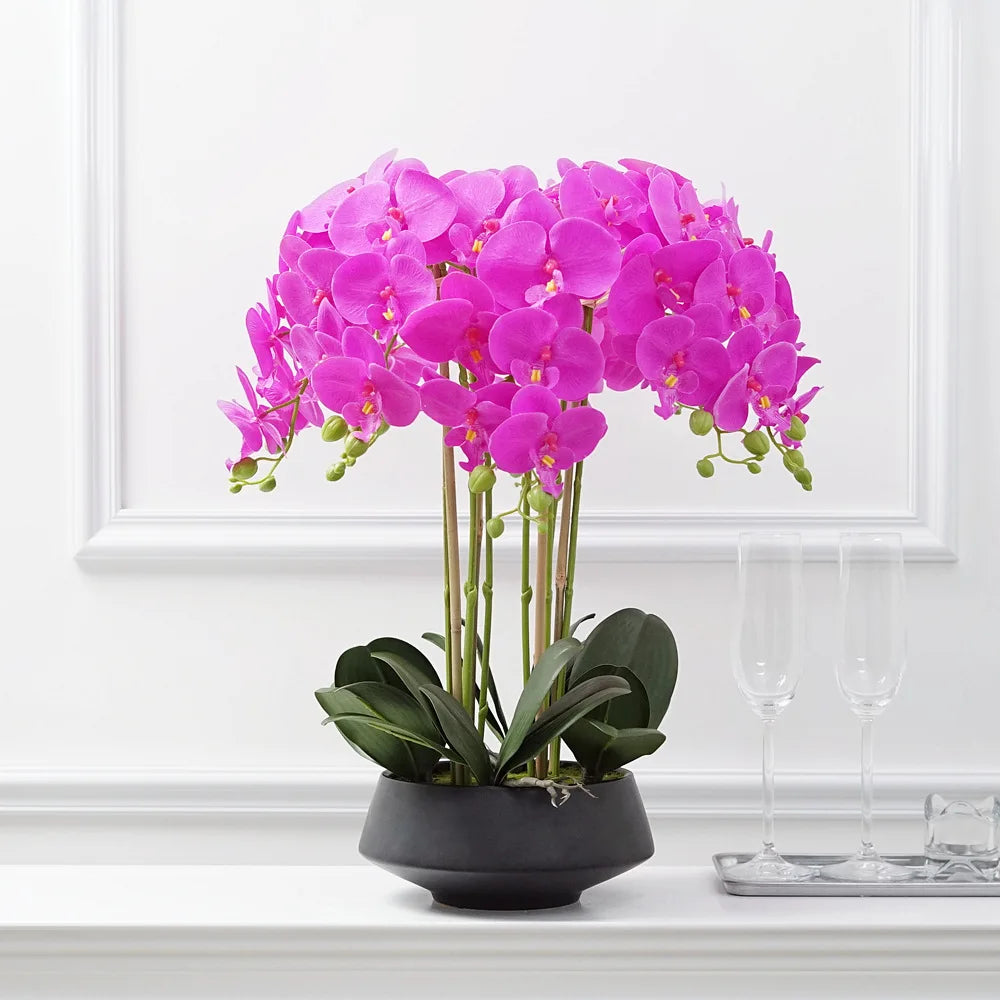 Factory Direct Luxury Real Touch Artificial Orchid Phalaenopsis Flower Pot Bonsai for Christmas Father's Day Mother's Day Easter