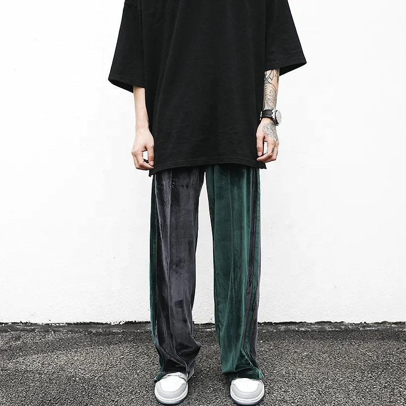 OEM High Street Style Velvet Flared Pants Men Wide Leg Loose Velvet Track Pants MegaBDM