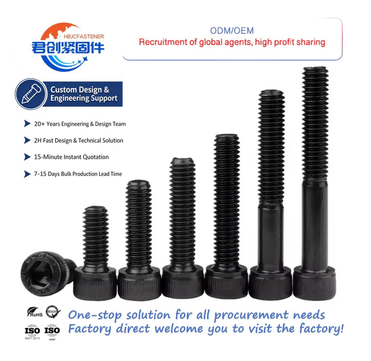 High Strength DIN912 Hexagonal Socket Bolt Cup Head Bolts Hexagon Socket Black Finish Fasteners