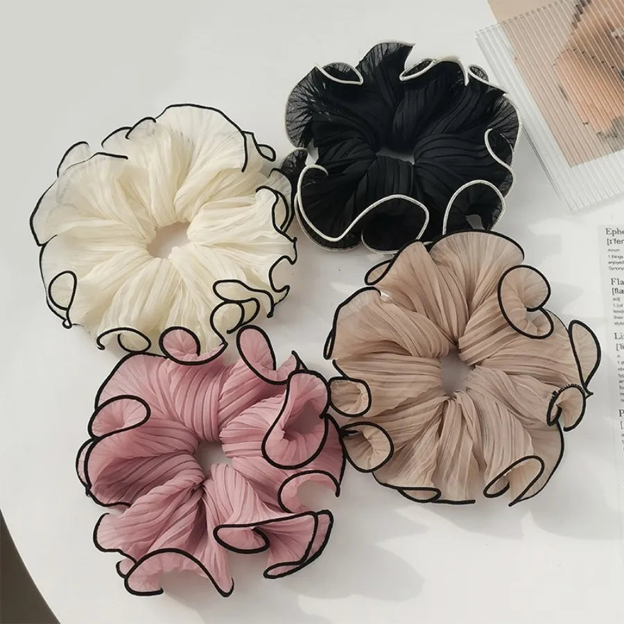 Cute Lace Wavy Lace Flocked Hair Circle Ball Head Tie Hair Large Intestine Circle Forest Head Rope Hair Accessories