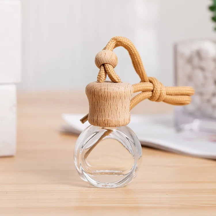 10Ml Empty Car Reed Glass Aroma Hanging Diffuser Bottle Hanging Car Diffuser Bottle with Wooden Cap