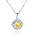 Luxury Fine Jewelry Flower Shape Gemstone Pendant 925 Sterling Silver White Gold Plated Zircon Diamond Necklace