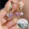2023 New Fashion Earrings Light Luxury Cute Purple Crystal Earring Four-leaf Flower Pearl Earrings for Women