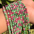 Wholesale Round 2/3/4mm Faceted Red Green Color Rubys Zoisite Stone Beads for Jewelry Making DIY
