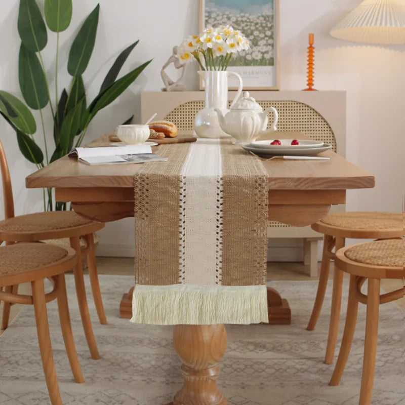Bohemian Style Cotton and Linen Weave Table Runner for Home Restaurant Wholesale Christmas Wedding Table Runners